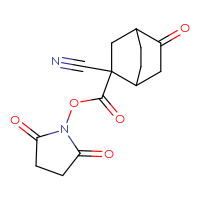 Chemical structure of 2,5-dioxopyrrolidin-1-yl 2-cyano-5-oxobicyclo[2.2.2]octane-2-carboxylate - CSSB20269493506