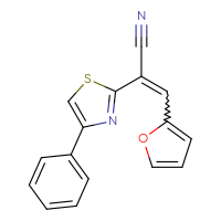 Chemical structure of 3-(furan-2-yl)-2-(4-phenyl-1,3-thiazol-2-yl)prop-2-enenitrile - CSSB00028054892