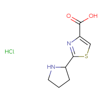 Chemical structure of 2-(pyrrolidin-2-yl)-1,3-thiazole-4-carboxylic acid hydrochloride - CSSB03437232241