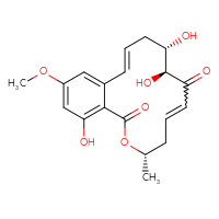 Chemical structure of (3S,8S,9S,11E)-8,9,16-trihydroxy-14-methoxy-3-methyl-3,4,7,8,9,10-hexahydro-1H-2-benzoxacyclotetradecine-1,7-dione - CSSB20620527208