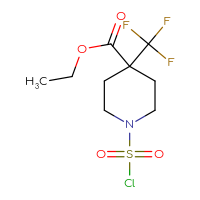 Chemical structure of ethyl 1-(chlorosulfonyl)-4-(trifluoromethyl)piperidine-4-carboxylate - CSSB21224771089