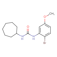 Chemical structure of 3-(2-bromo-5-methoxyphenyl)-1-cycloheptylurea - CSSB02042733401