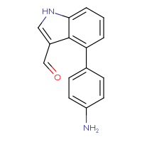 Chemical structure of 4-(4-aminophenyl)-1H-indole-3-carbaldehyde - CSSB00134140550