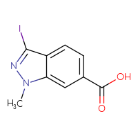 Chemical structure of 3-iodo-1-methyl-1H-indazole-6-carboxylic acid - CSSB00010296016