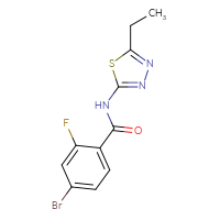 Chemical structure of 4-bromo-N-(5-ethyl-1,3,4-thiadiazol-2-yl)-2-fluorobenzamide - CSSB00000396455