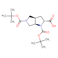 Chemical structure of (2R,3aR,6aR)-1,5-bis[(tert-butoxy)carbonyl]-octahydropyrrolo[3,4-b]pyrrole-2-carboxylic acid - CSSB20621799972