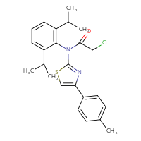 Chemical structure of N-[2,6-bis(propan-2-yl)phenyl]-2-chloro-N-[4-(4-methylphenyl)-1,3-thiazol-2-yl]acetamide - CSSB00000683740