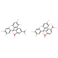 Chemical structure of 2',7'-dichloro-3',6'-dihydroxy-3-oxo-3H-spiro[2-benzofuran-1,9'-xanthene]-5-carboxylic acid; 2',7'-dichloro-3',6'-dihydroxy-3-oxo-3H-spiro[2-benzofuran-1,9'-xanthene]-6-carboxylic acid - CSSB06454646274
