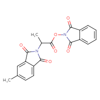 Chemical structure of 1,3-dioxo-2,3-dihydro-1H-isoindol-2-yl 2-(5-methyl-1,3-dioxo-2,3-dihydro-1H-isoindol-2-yl)propanoate - CSSB00133016677
