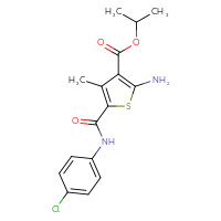 Chemical structure of propan-2-yl 2-amino-5-[(4-chlorophenyl)carbamoyl]-4-methylthiophene-3-carboxylate - CSSB00020594786