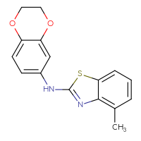 Chemical structure of N-(2,3-dihydro-1,4-benzodioxin-6-yl)-4-methyl-1,3-benzothiazol-2-amine - CSSB00104401454