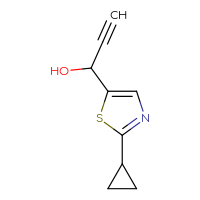 Chemical structure of 1-(2-cyclopropyl-1,3-thiazol-5-yl)prop-2-yn-1-ol - CSSB00153818767