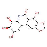 Chemical structure of (2S,3R,4S,4aR)-2,3,4,7-tetrahydroxy-2H,3H,4H,4aH,5H,6H,9H-[1,3]dioxolo[4,5-j]phenanthridin-6-one - CSSB00102419905