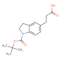 Chemical structure of 3-{1-[(tert-butoxy)carbonyl]-2,3-dihydro-1H-indol-5-yl}propanoic acid - CSSB00010069823