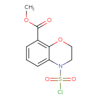 Chemical structure of methyl 4-(chlorosulfonyl)-3,4-dihydro-2H-1,4-benzoxazine-8-carboxylate - CSSB21224772373