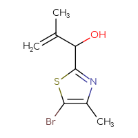 Chemical structure of 1-(5-bromo-4-methyl-1,3-thiazol-2-yl)-2-methylprop-2-en-1-ol - CSSB00116408209