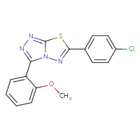 Chemical structure of 6-(4-chlorophenyl)-3-(2-methoxyphenyl)-[1,2,4]triazolo[3,4-b][1,3,4]thiadiazole - CSSB00121637890