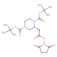 Chemical structure of 1,4-di-tert-butyl (2R)-2-{2-[(2,5-dioxopyrrolidin-1-yl)oxy]-2-oxoethyl}piperazine-1,4-dicarboxylate - CSSB20270128263