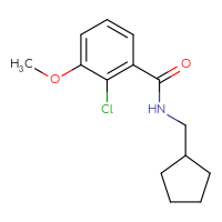 Chemical structure of 2-chloro-N-(cyclopentylmethyl)-3-methoxybenzamide - CSSB06423913894