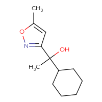 Chemical structure of 1-cyclohexyl-1-(5-methyl-1,2-oxazol-3-yl)ethan-1-ol - CSSB20647243733