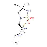 Chemical structure of rac-2-{[(1R,2S)-2-ethyl-1-fluorocyclopropyl]methyl}-4,4-dimethyl-1λ⁶,2,5-thiadiazolidine-1,1-dione - CSMB20981046622