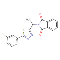 Chemical structure of 2-{1-[5-(3-fluorophenyl)-1,3,4-thiadiazol-2-yl]ethyl}-2,3-dihydro-1H-isoindole-1,3-dione - CSSB00000703738