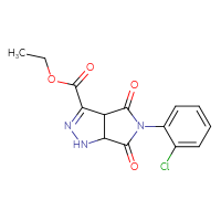 Chemical structure of ethyl 5-(2-chlorophenyl)-4,6-dioxo-1H,3aH,4H,5H,6H,6aH-pyrrolo[3,4-c]pyrazole-3-carboxylate - CSSB00121720466