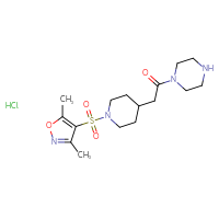 Chemical structure of 2-{1-[(3,5-dimethyl-1,2-oxazol-4-yl)sulfonyl]piperidin-4-yl}-1-(piperazin-1-yl)ethan-1-one hydrochloride - CSSB00103155053