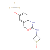 Chemical structure of 1-[2-methyl-4-(trifluoromethoxy)phenyl]-3-(1-oxo-1λ⁴-thietan-3-yl)urea - CSSB08633254685