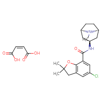 Chemical structure of (2Z)-but-2-enedioic acid; 5-chloro-2,2-dimethyl-N-[(1R,3R,5S)-8-methyl-8-azabicyclo[3.2.1]octan-3-yl]-2,3-dihydro-1-benzofuran-7-carboxamide - CSSB03437848539