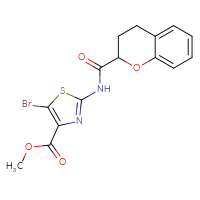 Chemical structure of methyl 5-bromo-2-(3,4-dihydro-2H-1-benzopyran-2-amido)-1,3-thiazole-4-carboxylate - CSSB21531608559