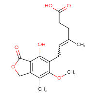 Chemical structure of 6-(4-hydroxy-6-methoxy-7-methyl-3-oxo-1,3-dihydro-2-benzofuran-5-yl)-4-methylhex-4-enoic acid - CSSB00000695035