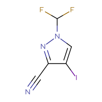 Chemical structure of 1-(difluoromethyl)-4-iodo-1H-pyrazole-3-carbonitrile - CSSB06792270018