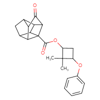 Chemical structure of 2,2-dimethyl-3-phenoxycyclobutyl 10-oxopentacyclo[5.3.0.0²,⁵.0³,⁹.0⁴,⁸]decane-3-carboxylate - CSSB20504683707