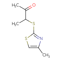 Chemical structure of 3-[(4-methyl-1,3-thiazol-2-yl)sulfanyl]butan-2-one - CSSB00000151419