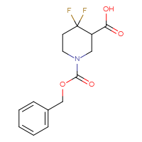 Chemical structure of 1-[(benzyloxy)carbonyl]-4,4-difluoropiperidine-3-carboxylic acid - CSSB00010077313