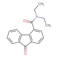 Chemical structure of N,N-diethyl-9-oxo-9H-fluorene-4-carboxamide - CSSB02267490254