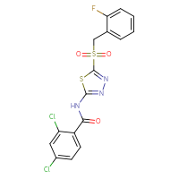 Chemical structure of 2,4-dichloro-N-{5-[(2-fluorophenyl)methanesulfonyl]-1,3,4-thiadiazol-2-yl}benzamide - CSSB00121610984