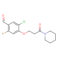 Chemical structure of 5-chloro-2-fluoro-4-[3-oxo-3-(piperidin-1-yl)propoxy]benzaldehyde - CSSB21414491263