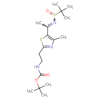 Chemical structure of tert-butyl N-{2-[4-methyl-5-(1-{[(S)-2-methylpropane-2-sulfinyl]imino}ethyl)-1,3-thiazol-2-yl]ethyl}carbamate - CSSB21332859787