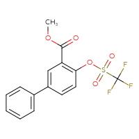 Chemical structure of methyl 4-(trifluoromethanesulfonyloxy)-[1,1'-biphenyl]-3-carboxylate - CSSB21163946649