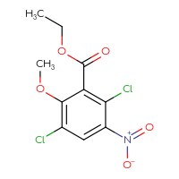 Chemical structure of ethyl 2,5-dichloro-6-methoxy-3-nitrobenzoate - CSSB03578256810