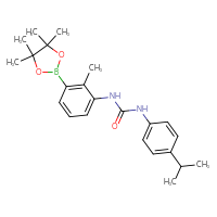 Chemical structure of 1-[2-methyl-3-(4,4,5,5-tetramethyl-1,3,2-dioxaborolan-2-yl)phenyl]-3-[4-(propan-2-yl)phenyl]urea - CSSB21332150244