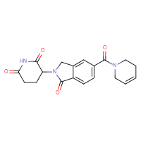 Chemical structure of 3-[1-oxo-5-(1,2,3,6-tetrahydropyridine-1-carbonyl)-2,3-dihydro-1H-isoindol-2-yl]piperidine-2,6-dione - CSSB01150858503
