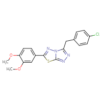 Chemical structure of 3-[(4-chlorophenyl)methyl]-6-(3,4-dimethoxyphenyl)-[1,2,4]triazolo[3,4-b][1,3,4]thiadiazole - CSSB00121633058