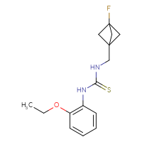 Chemical structure of 1-(2-ethoxyphenyl)-3-({3-fluorobicyclo[1.1.1]pentan-1-yl}methyl)thiourea - CSSB21432526565