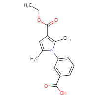 Chemical structure of 3-[3-(ethoxycarbonyl)-2,5-dimethyl-1H-pyrrol-1-yl]benzoic acid - CSSB00020595845