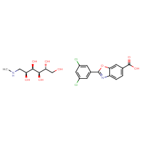 Chemical structure of (2R,3R,4R,5S)-6-(methylamino)hexane-1,2,3,4,5-pentol; 2-(3,5-dichlorophenyl)-1,3-benzoxazole-6-carboxylic acid - CSSB00159323588