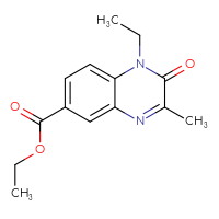 Chemical structure of ethyl 1-ethyl-3-methyl-2-oxo-1,2-dihydroquinoxaline-6-carboxylate - CSSB00028335695