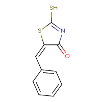 Chemical structure of (5E)-5-(phenylmethylidene)-2-sulfanyl-4,5-dihydro-1,3-thiazol-4-one - CSSB00020596229
